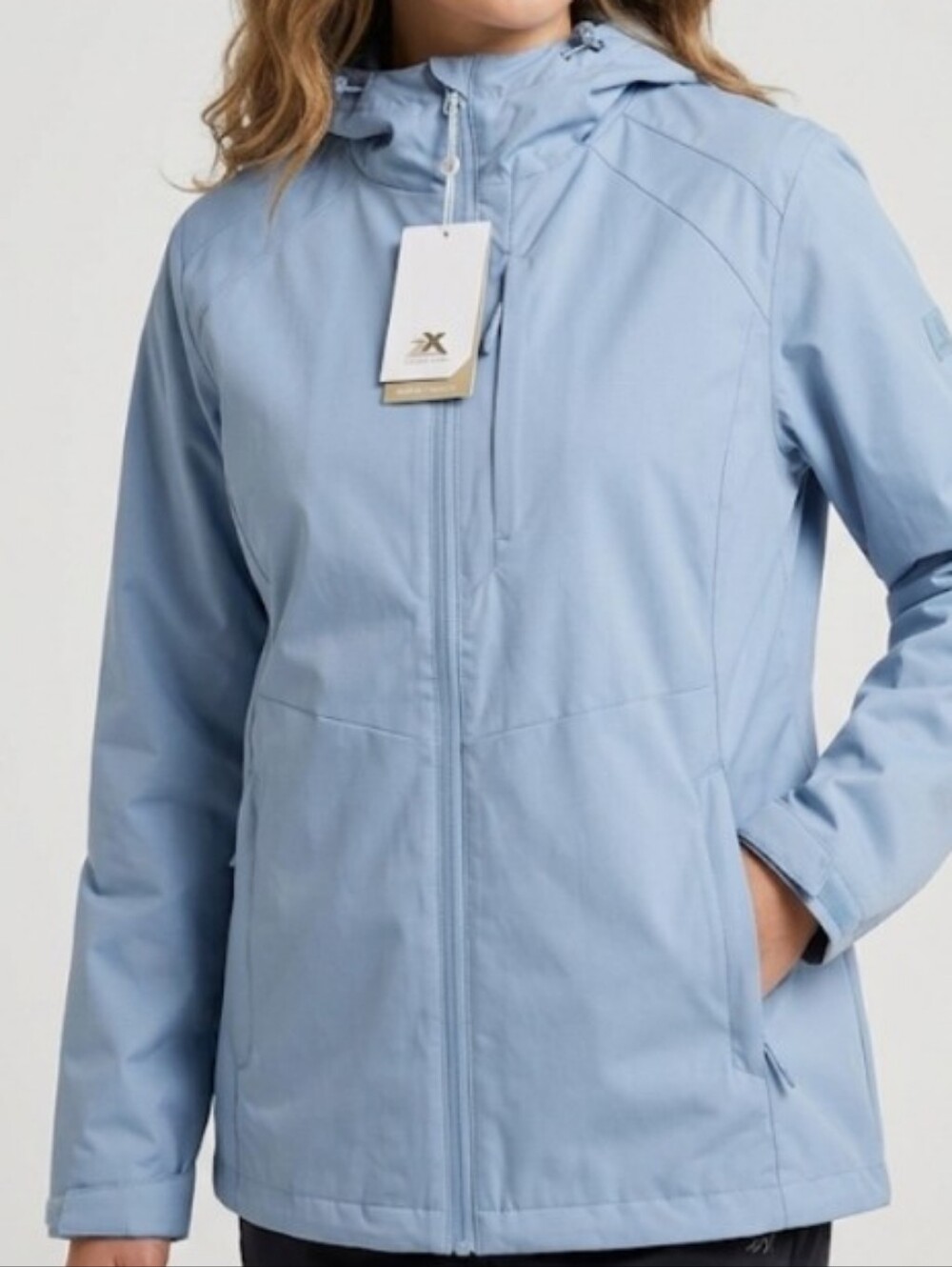 ZeroXposur Light Blue Hooded Rain Jacket Full Zip XXL